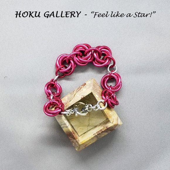 NWOT Chainmaille Bracelet!!  Mobius weave in Rose Anodized Aluminum Rings, 8" - Picture 4 of 10